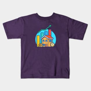 House With Gold Coin Statistic Cartoon Kids T-Shirt